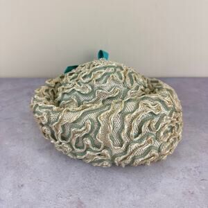 Vintage Ladies Pillbox Hat Miss Gwenn Jr. Hat New York Paris Beige Teal Read